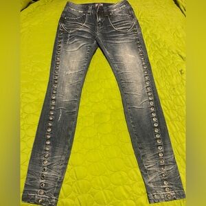Express Blue Straight Leg Jeans with Silver Accents